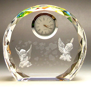 3Dクリスタル時計付き　天使