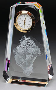 3Dクリスタル時計付き　花束